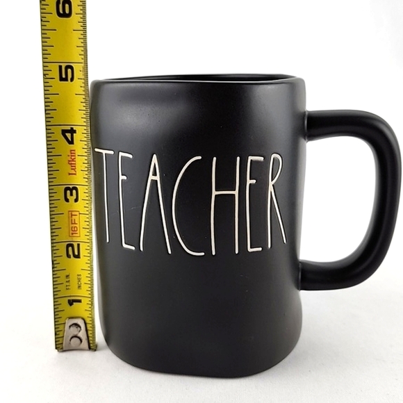 ⭐️2/ $50⭐️Rae Dunn  Artisan Flat Black Ceramic Mug White Large Letters TEACHER - Picture 8 of 10